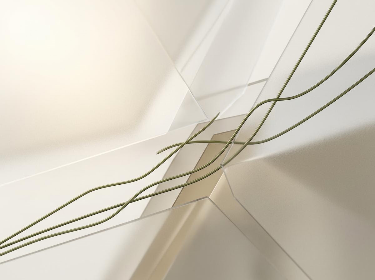 成長株を象徴する柔らかな光と幾何学的な構成の抽象ビジュアル